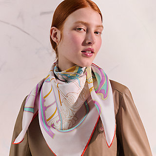 La Ligne Coup de Fouet scarf 90 - Pink | Hermès Canada